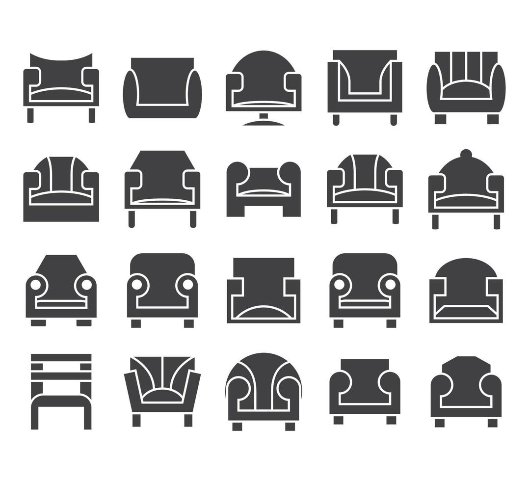 divano e sedia icone illustrazione vettoriale