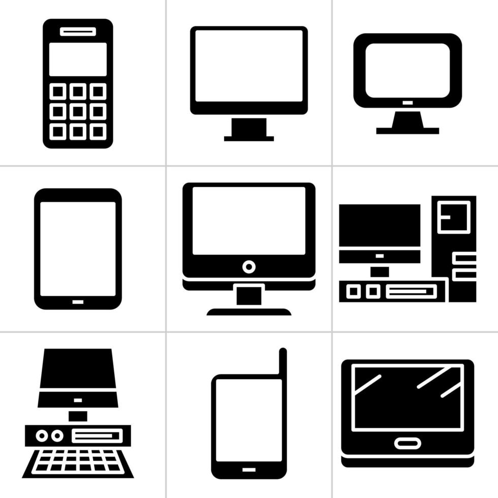 icone di telefoni cellulari, computer e tablet vettore