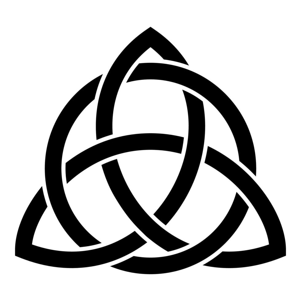 triquetra in cerchio forma del nodo trikvetr icona del nodo trinità colore nero illustrazione vettoriale immagine in stile piatto