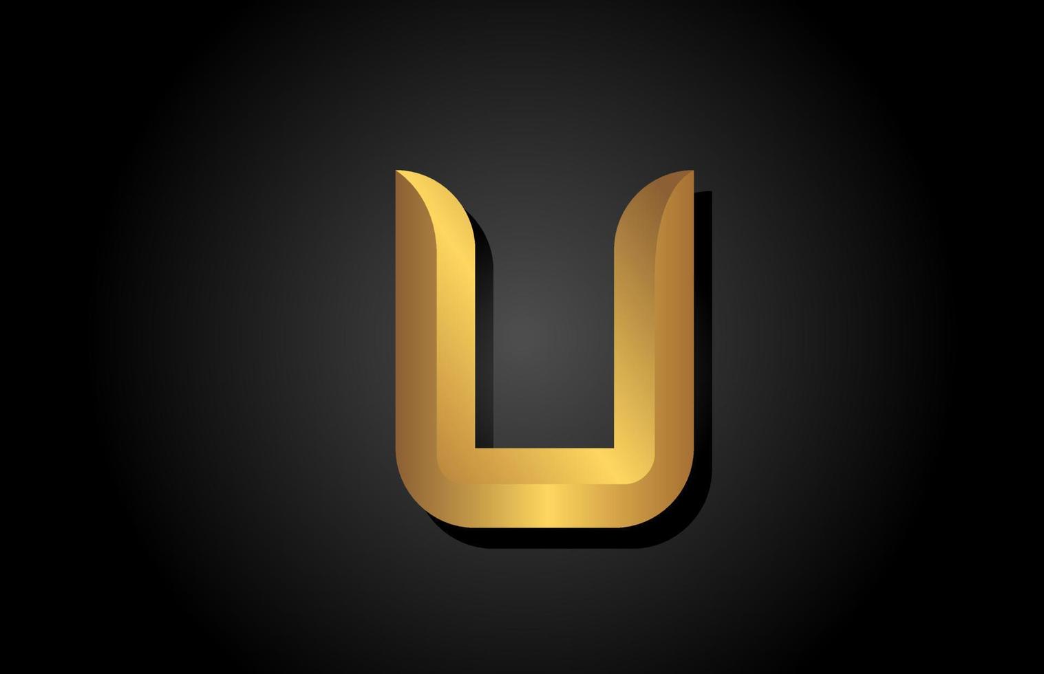 oro dorato u alfabeto lettera logo icona design. modello aziendale per affari di lusso vettore