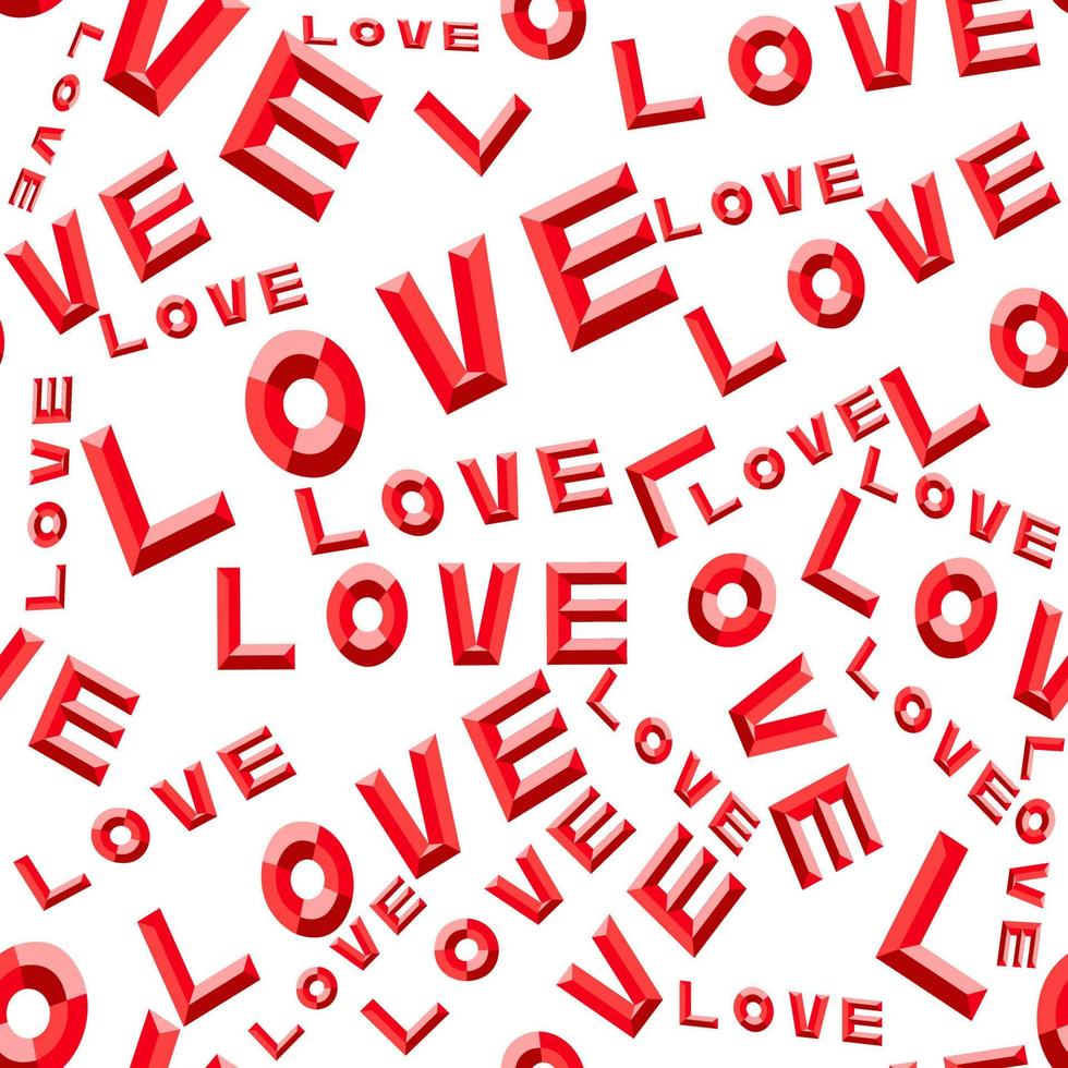 modello vettoriale senza soluzione di continuità parola d'amore rossa isolata su sfondo bianco tipo di lettering font stampa carta da parati design romantico