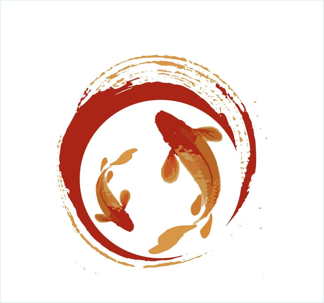 il leggendario logo del pesce koi giapponese, fortuna, prosperità e buona fortuna vettore