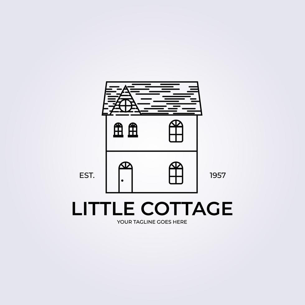 line art cottage villaggio logo illustrazione vettoriale design