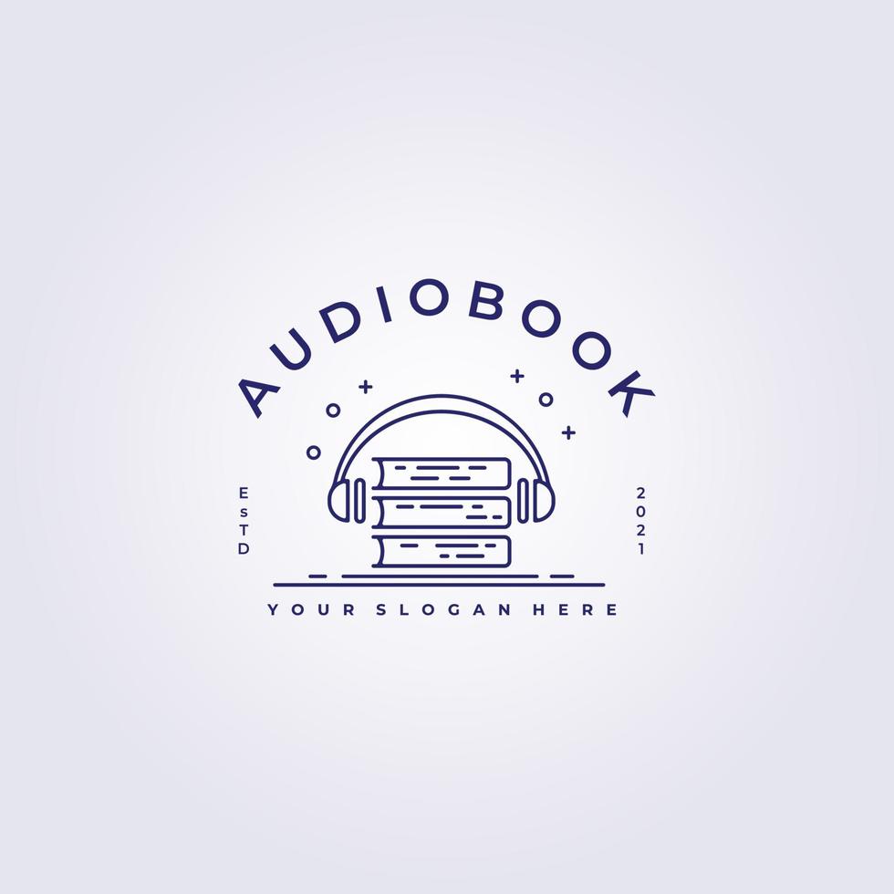 audiolibro podcast apprendimento online logo illustrazione vettoriale design line art logo piatto creativo