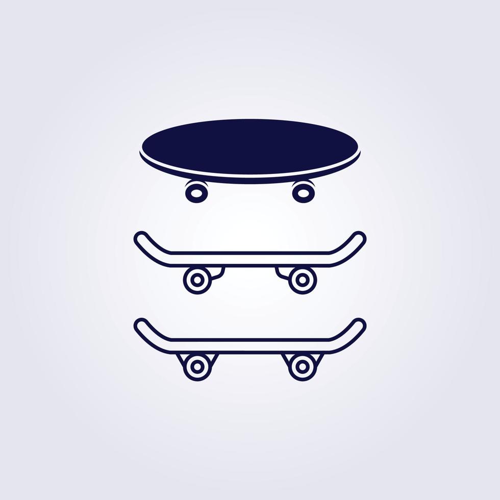 simbolo di skateboard icona adesivo logo illustrazione vettoriale design grafico semplice linea arte vintage retrò