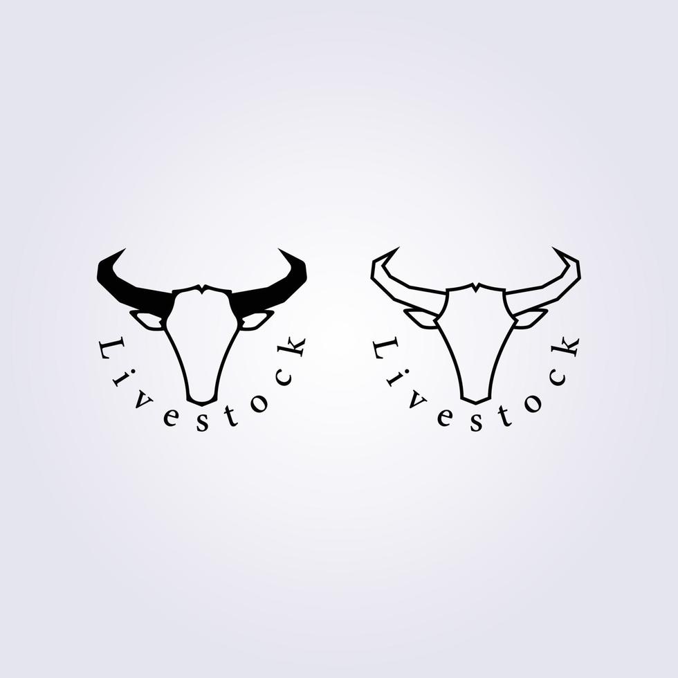 set e fascio di variazione del disegno dell'illustrazione vettoriale del logo del bestiame e del bestiame