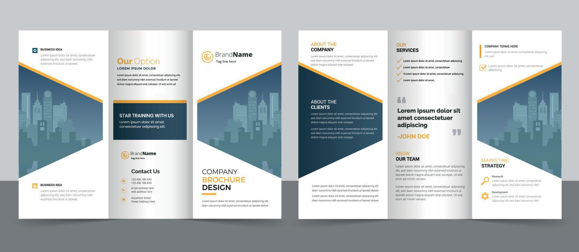 design creativo del modello di brochure flyer aziendale aziendale a tre ante. vettore