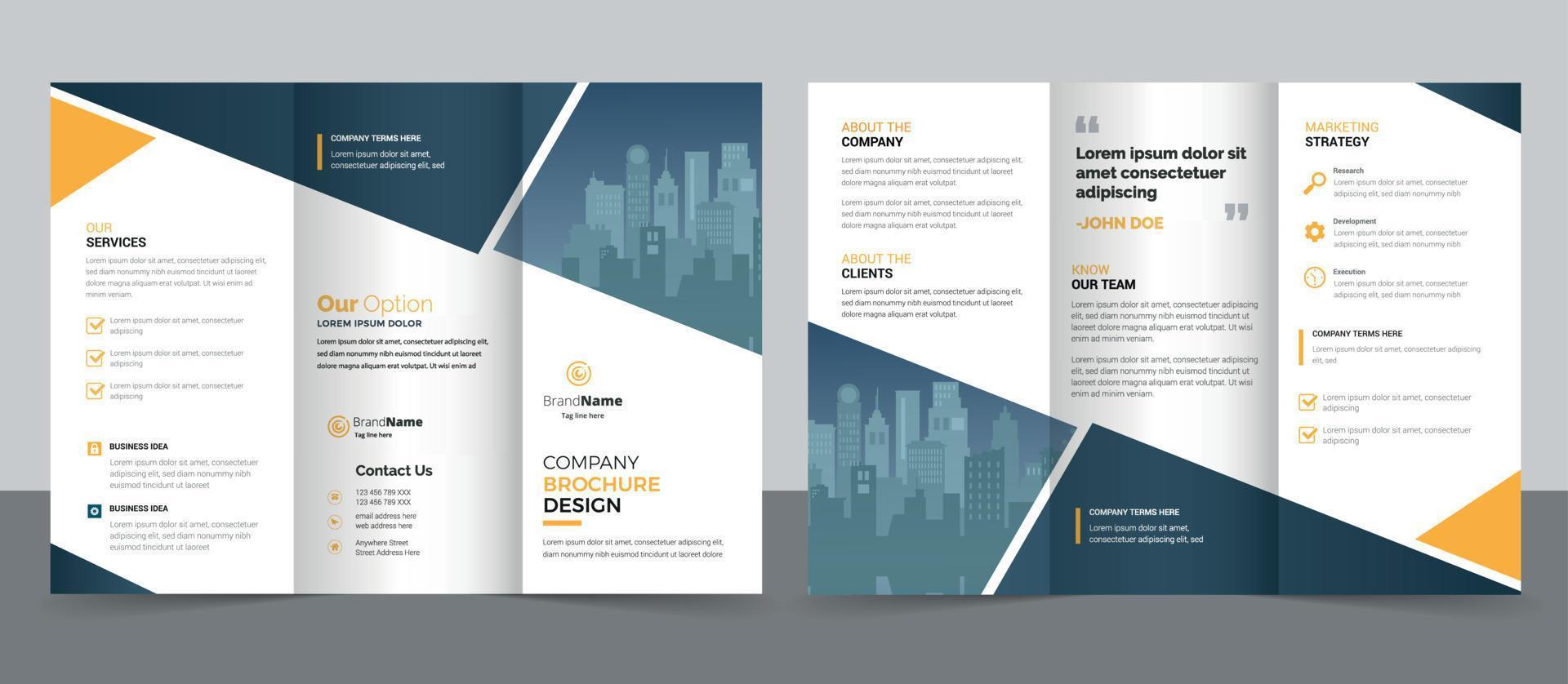 design creativo del modello di brochure flyer aziendale aziendale a tre ante. vettore
