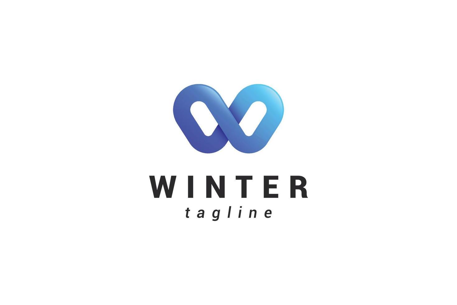 lettera w logo 3d tecnologico creativo di colore blu vettore