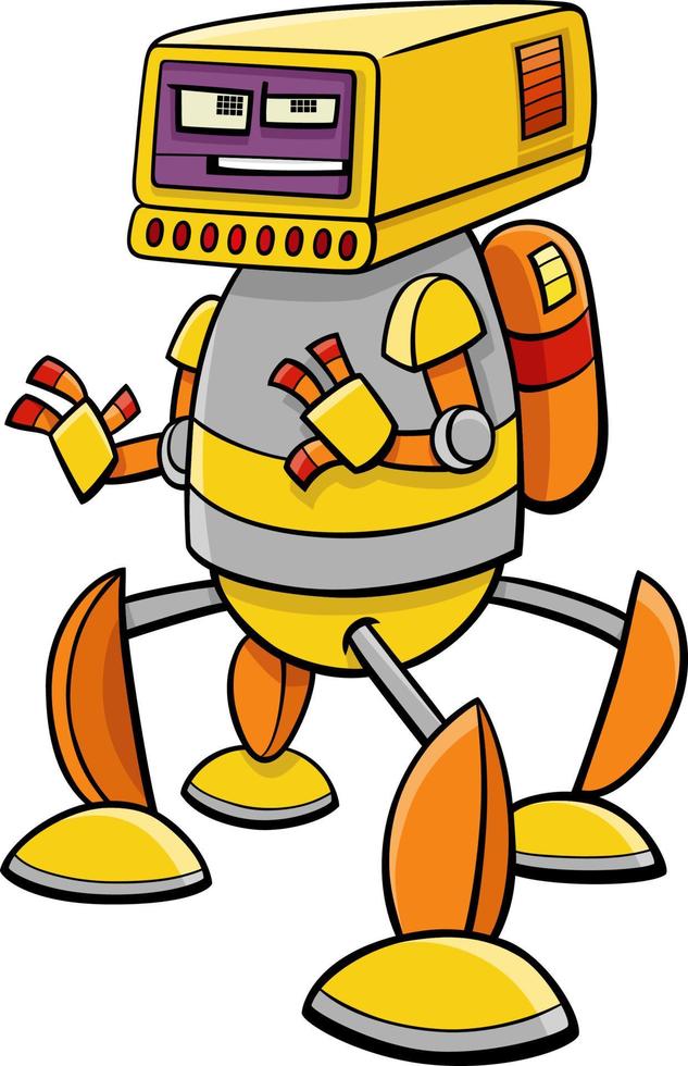 personaggio di fantasia comica del robot o del droide dei cartoni animati vettore