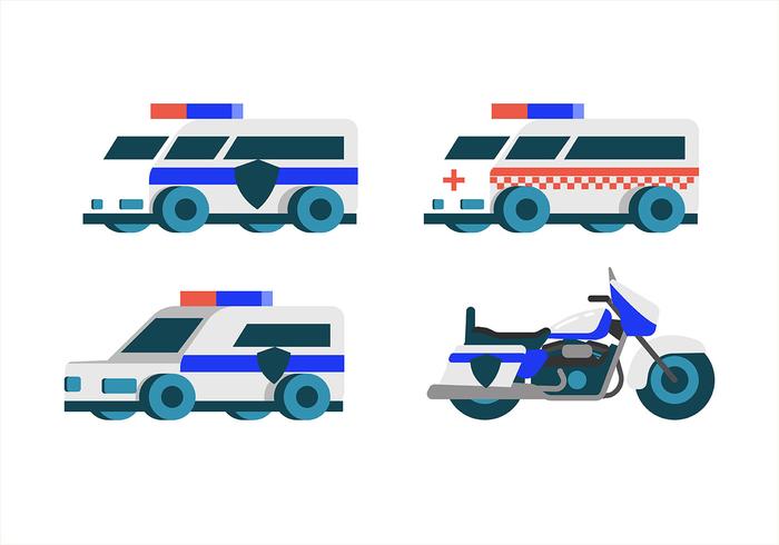 Insieme di clipart del trasporto della polizia vettore