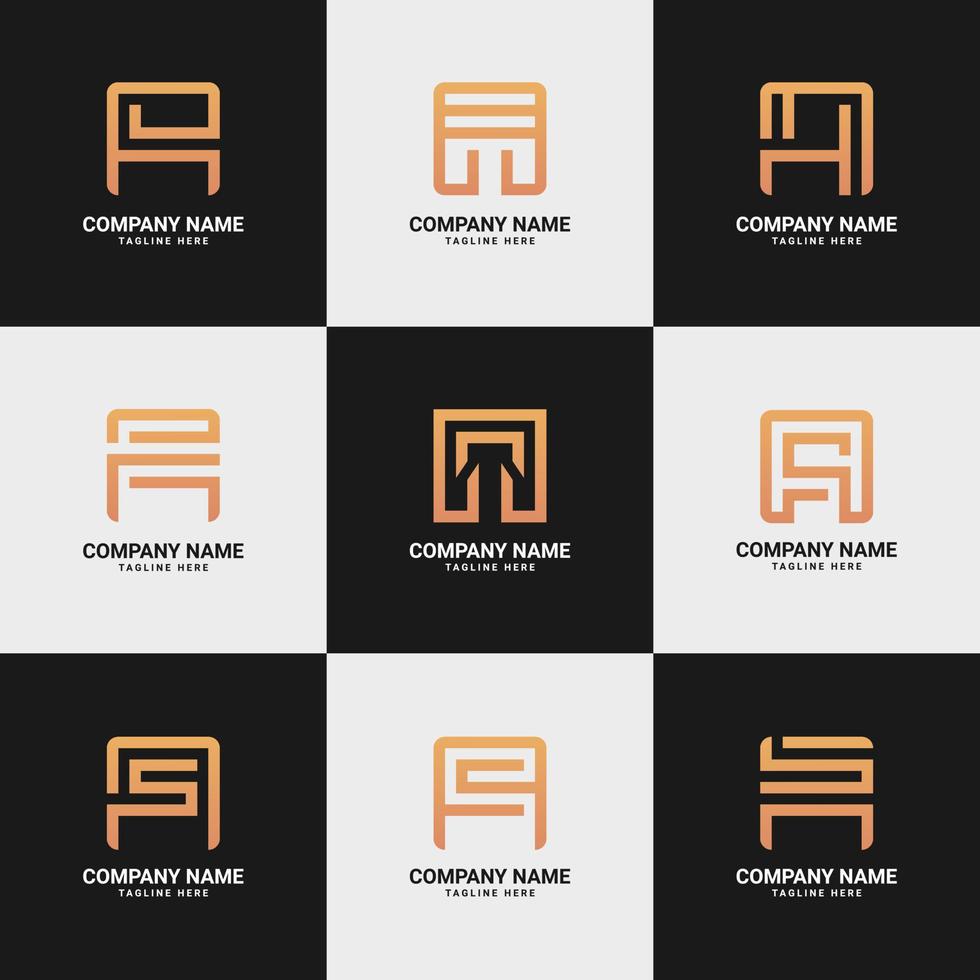 una collezione di simboli del logo del monogramma della lettera con un design semplice e minimalista vettore