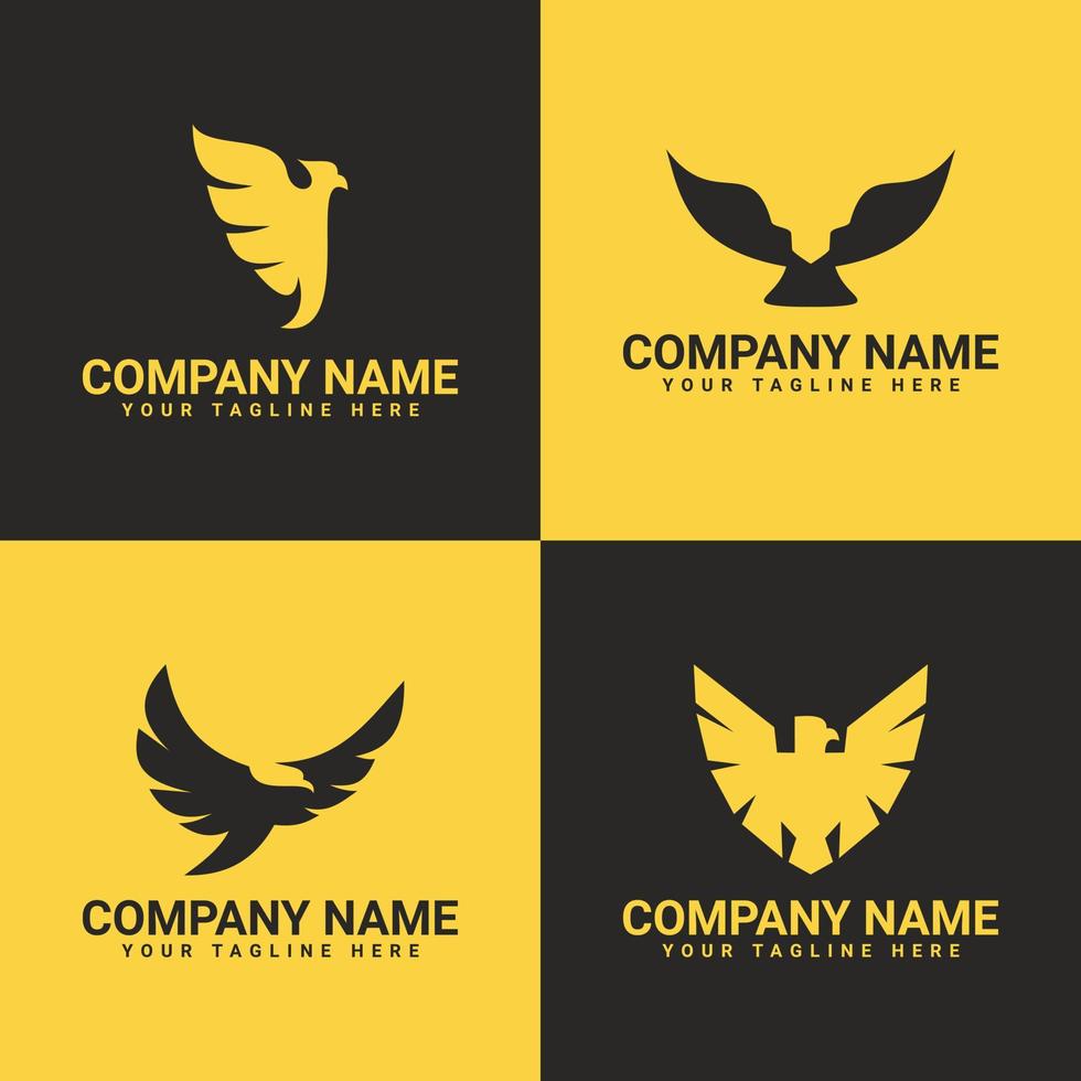 set di disegno vettoriale del logo dell'aquila, falco, falco, illustrazione di concetto di simbolo di uccello volante astratto premium universale