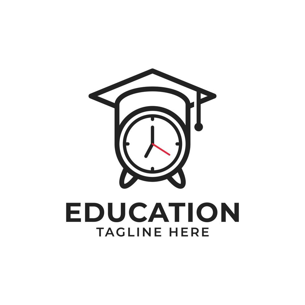 icona di vettore della sveglia del cappello di graduazione per il logo di istruzione