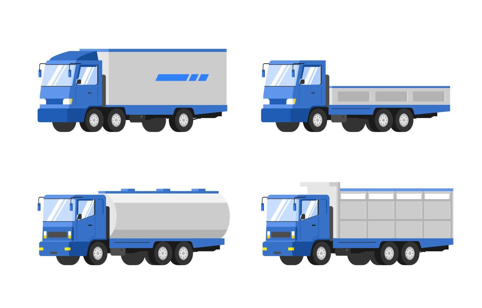 set di autocarri pesanti. illustrazione di stile piatto vettoriale