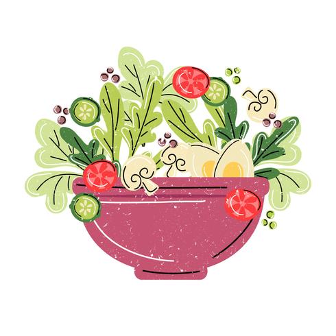 Illustrazione della ciotola di insalata di vettore