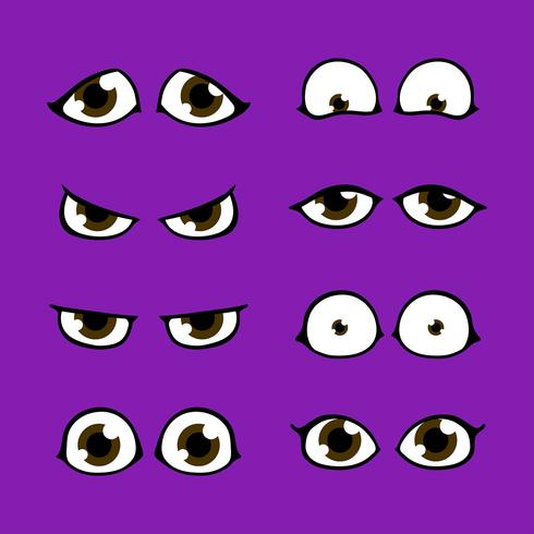 set di icone di chibi personaggio dei cartoni animati degli occhi vettore