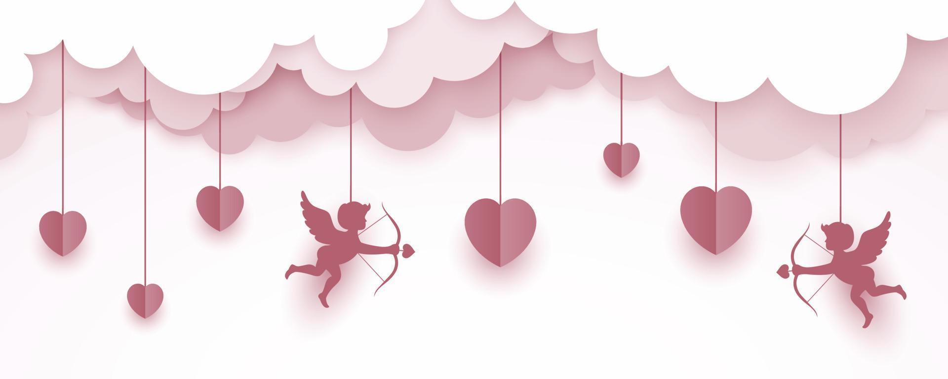 felice banner di san valentino in stile arte della carta vettore