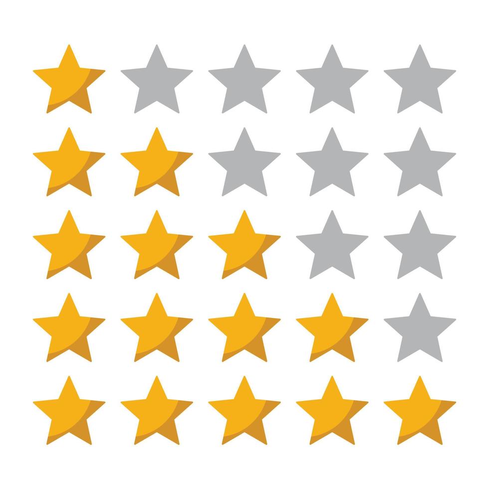 vettore di icone a cinque stelle, recensione della valutazione del prodotto del cliente per app e siti Web