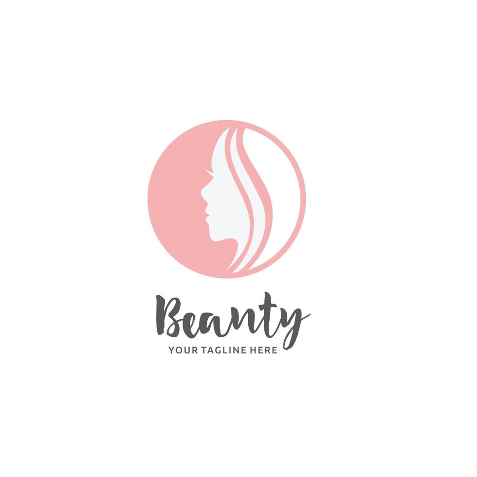 bellezza, salone, spa, ispirazione per il design del logo minimalista per capelli, colore rosa vettore