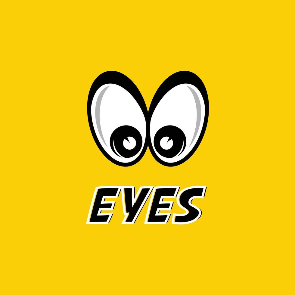 occhi cartone animato sfondo giallo logo design ispirazione vettore