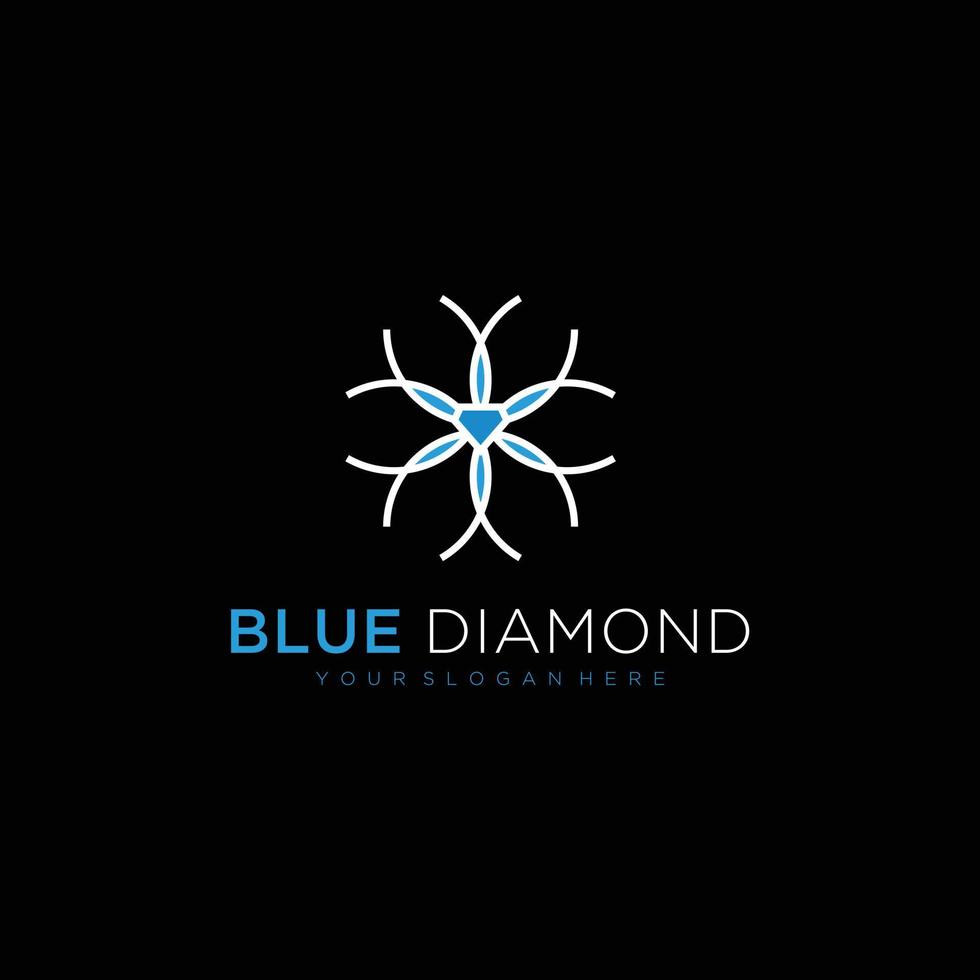 disegno del logo dell'icona di vettore del diamante blu