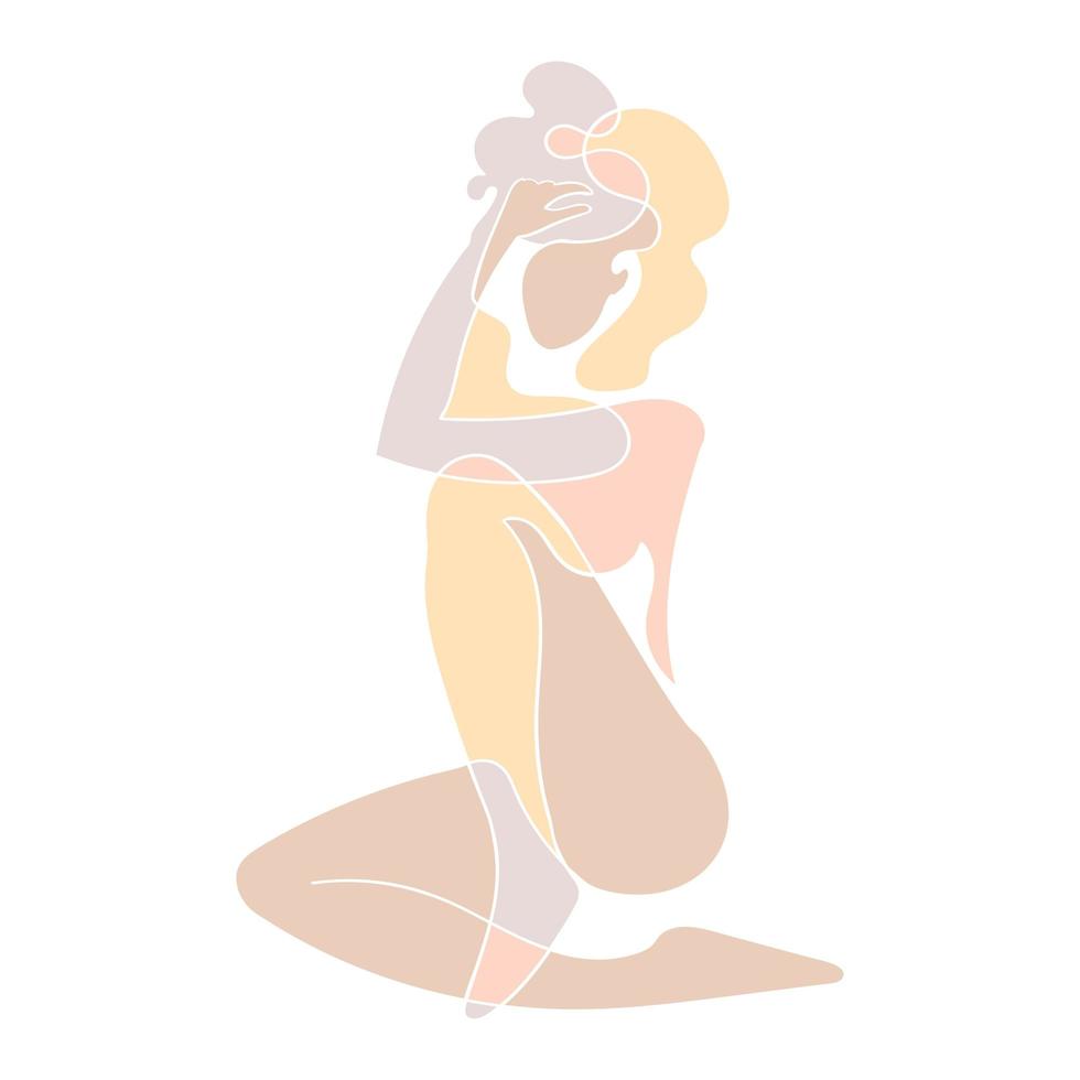 illustrazione colorata della silhouette nuda del corpo della donna vettore