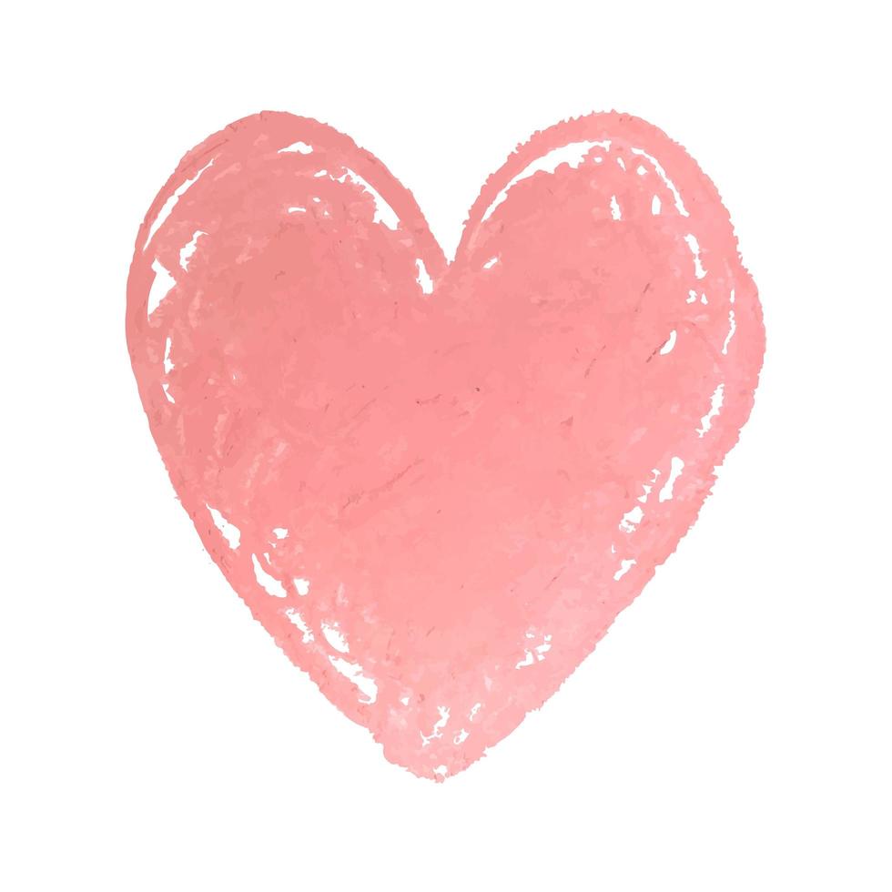 illustrazione della forma del cuore disegnata con pastelli di gesso colorati rosa vettore