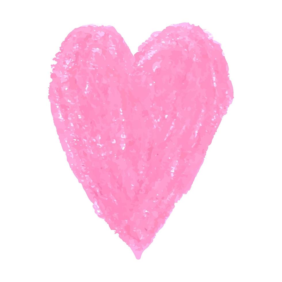 illustrazione della forma del cuore disegnata con pastelli di gesso colorati rosa vettore