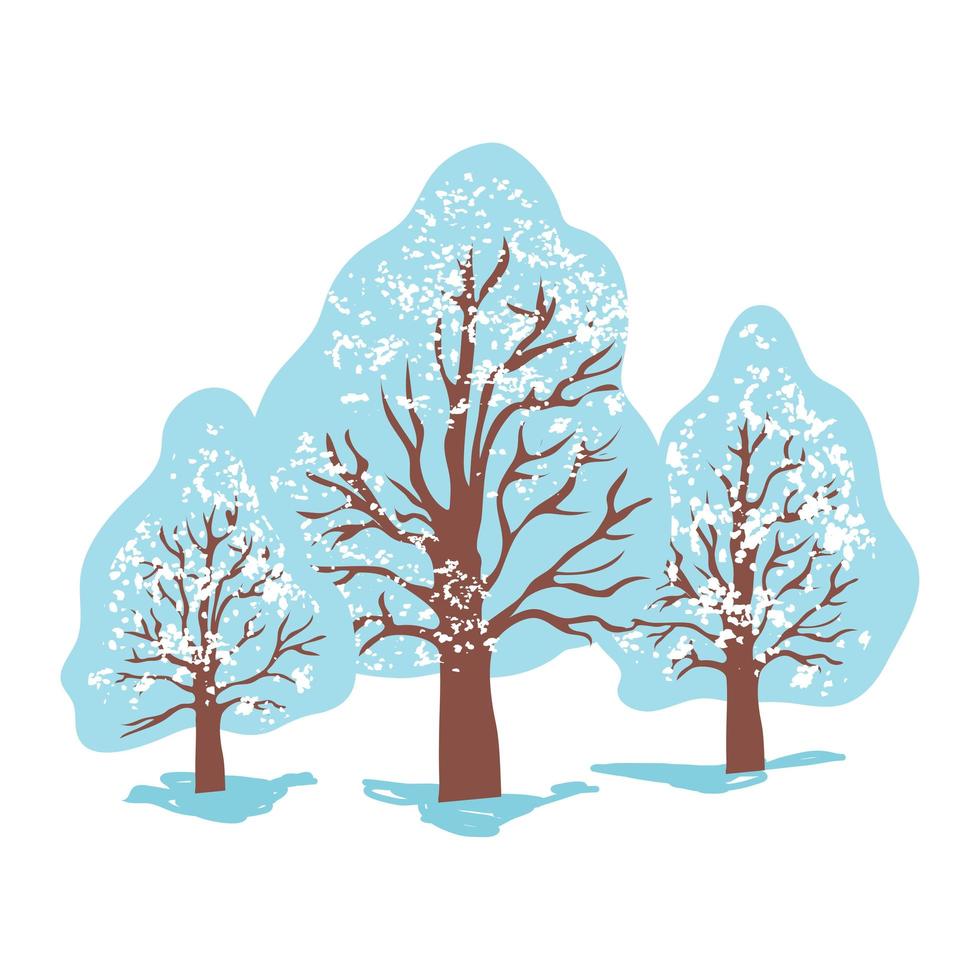 illustrazione di alberi d'inverno vettore