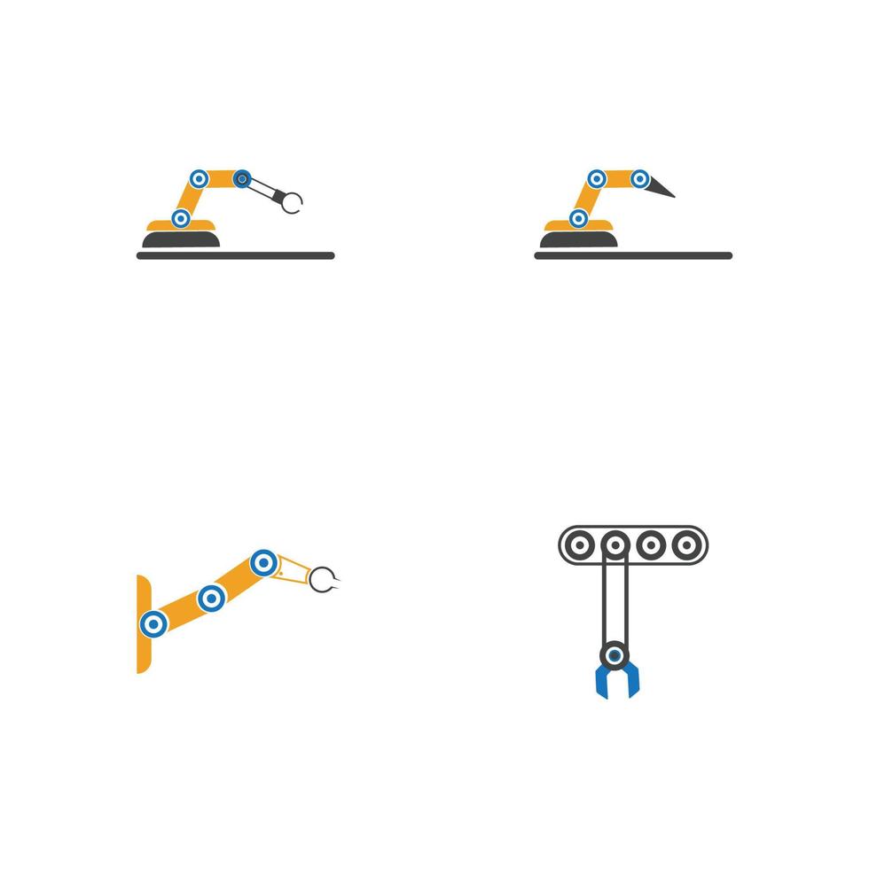 disegno dell'illustrazione delle icone vettoriali del braccio del robot meccanico industriale