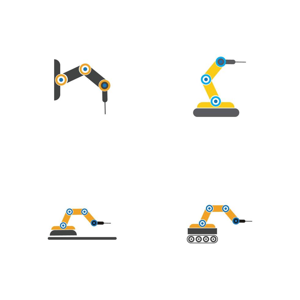 disegno dell'illustrazione delle icone vettoriali del braccio del robot meccanico industriale