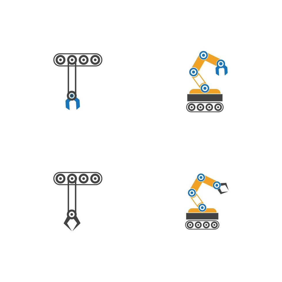 disegno dell'illustrazione delle icone vettoriali del braccio del robot meccanico industriale