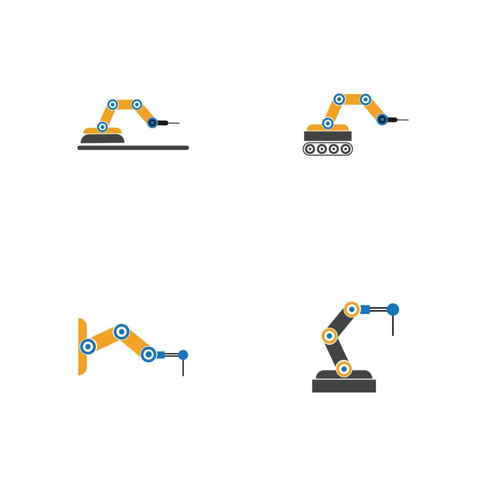 disegno dell'illustrazione delle icone vettoriali del braccio del robot meccanico industriale