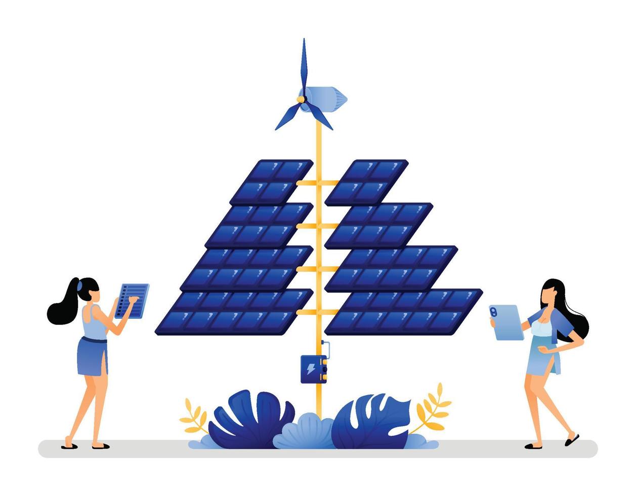 illustrazione vettoriale della tecnologia di efficienza dei pannelli solari con forma di albero di natale per assorbire più luce e ottenere più energia rinnovabile. può essere utilizzato per le app del sito Web poster banner flyer homepage