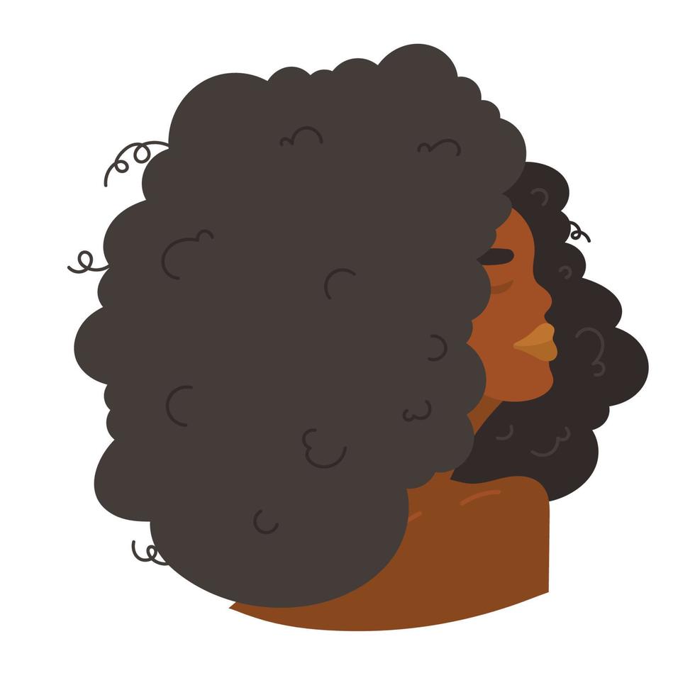 ritratto di donna astratto. ragazza afroamericana dalla pelle nera. donna afro, donna africana americana, donna nera, capelli ricci, ragazze africane, bella donna nera, buio, Africa, volto di ragazza, capelli ricci vettore