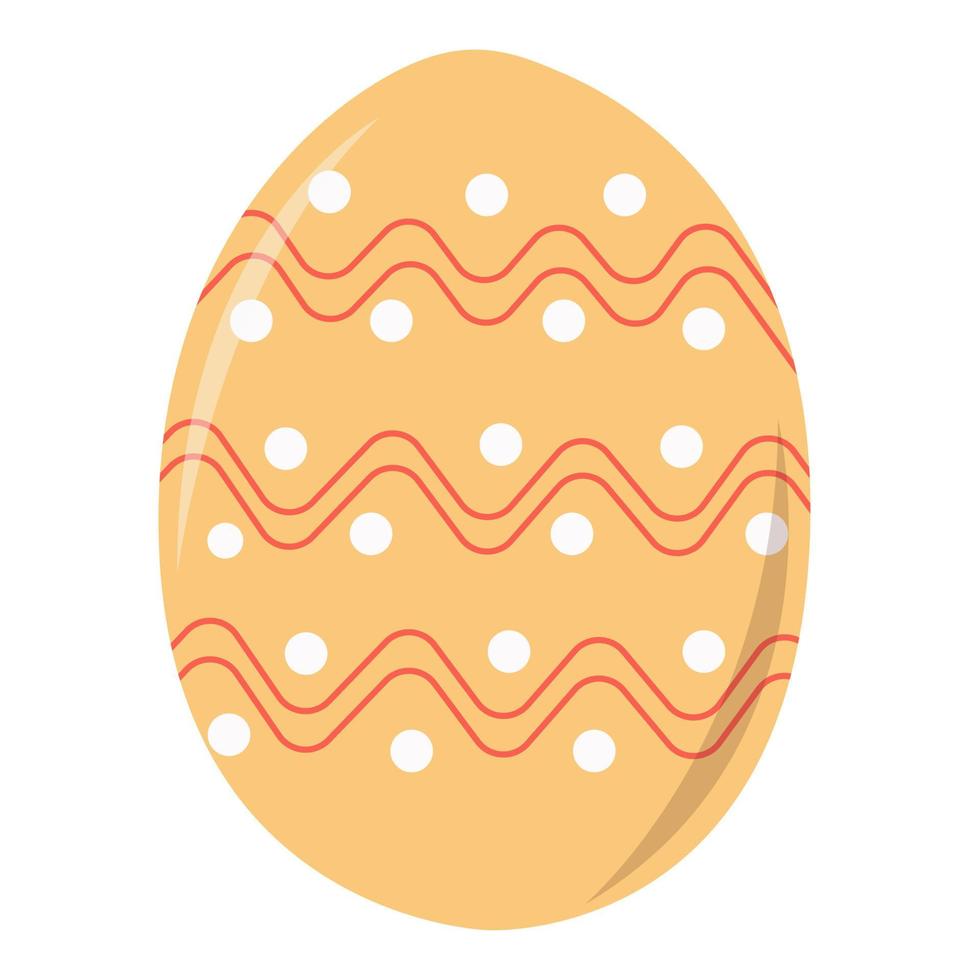 uovo di Pasqua arancione con motivo a pois e righe. vettore