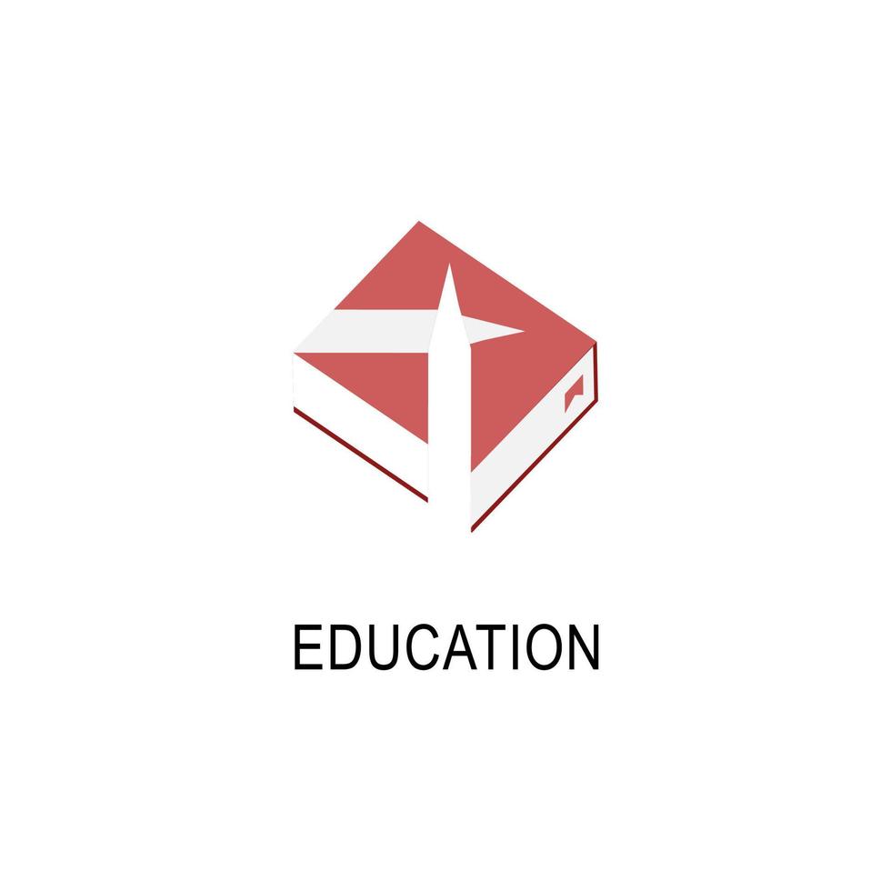 modello di progettazione del logo di istruzione semplice. icona del libro ed emblema della matita per corsi, classi e scuole illustrazione vettoriale. formazione online, e-book, azienda, biblioteca, negozio e concetto di apprendimento vettore