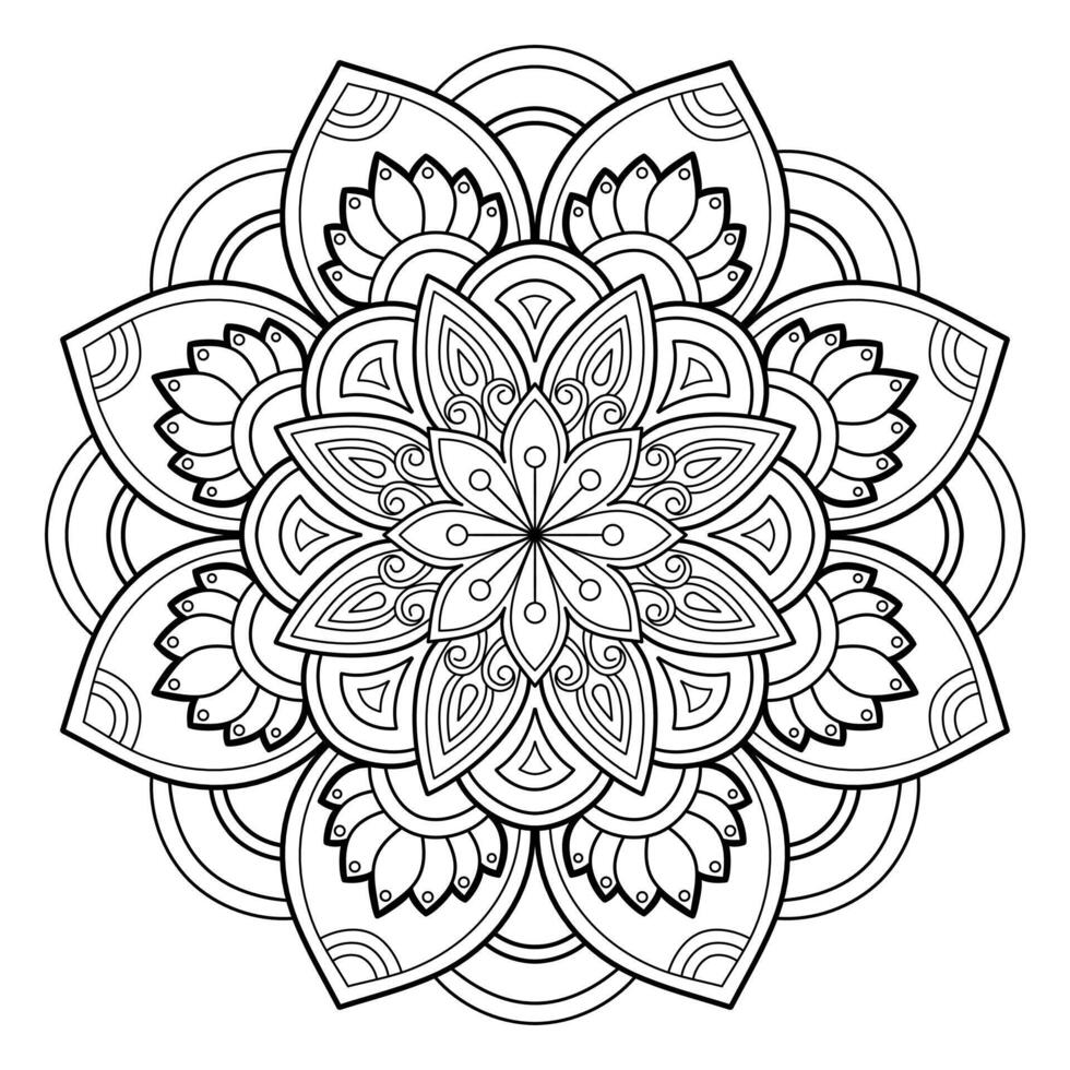 modello astratto della mandala di vettore. arte sul muro. libro da colorare modello in pizzo il tatuaggio. design per una camicia di vernice per carta da parati e un design adesivo per piastrelle, ornamento decorativo a cerchio in stile etnico orientale vettore