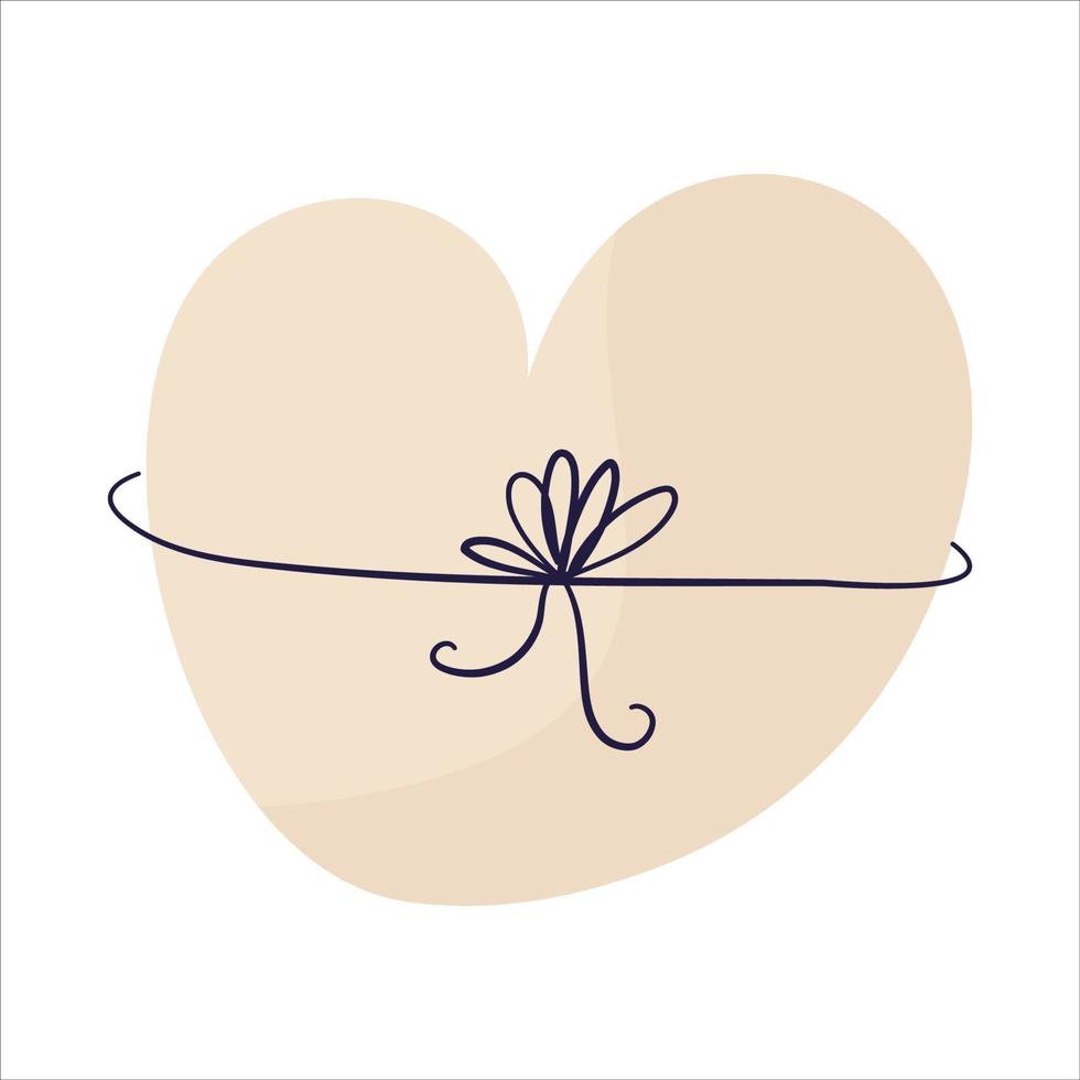 cuore con fiocco per il regalo romantico di San Valentino isolato su sfondo bianco. regalo di cuore annodato per la decorazione. illustrazione vettoriale in stile piatto.