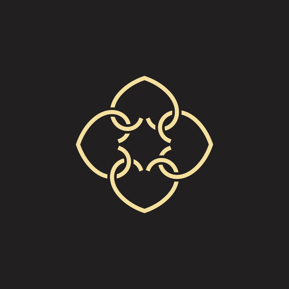 design del logo della linea di fiori di lusso vettore