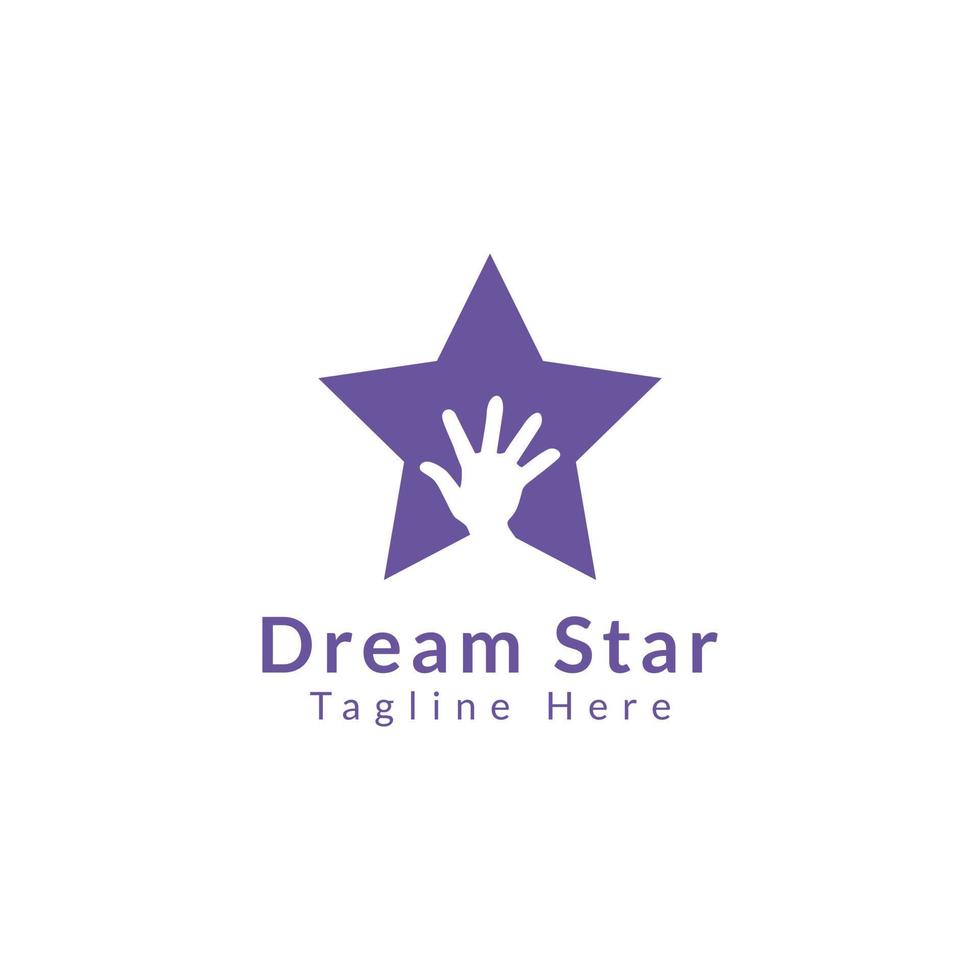 concetto di logo stella dei sogni. disegno del logo della stella della mano. vettore