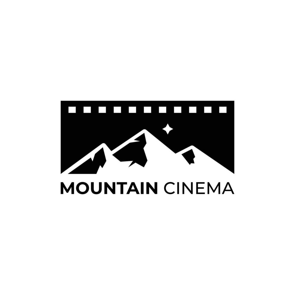 design del logo per l'intrattenimento del cinema di montagna vettore