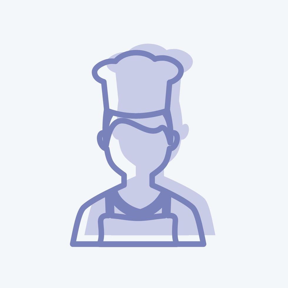 icona dello chef in stile bicolore alla moda isolato su sfondo blu tenue vettore