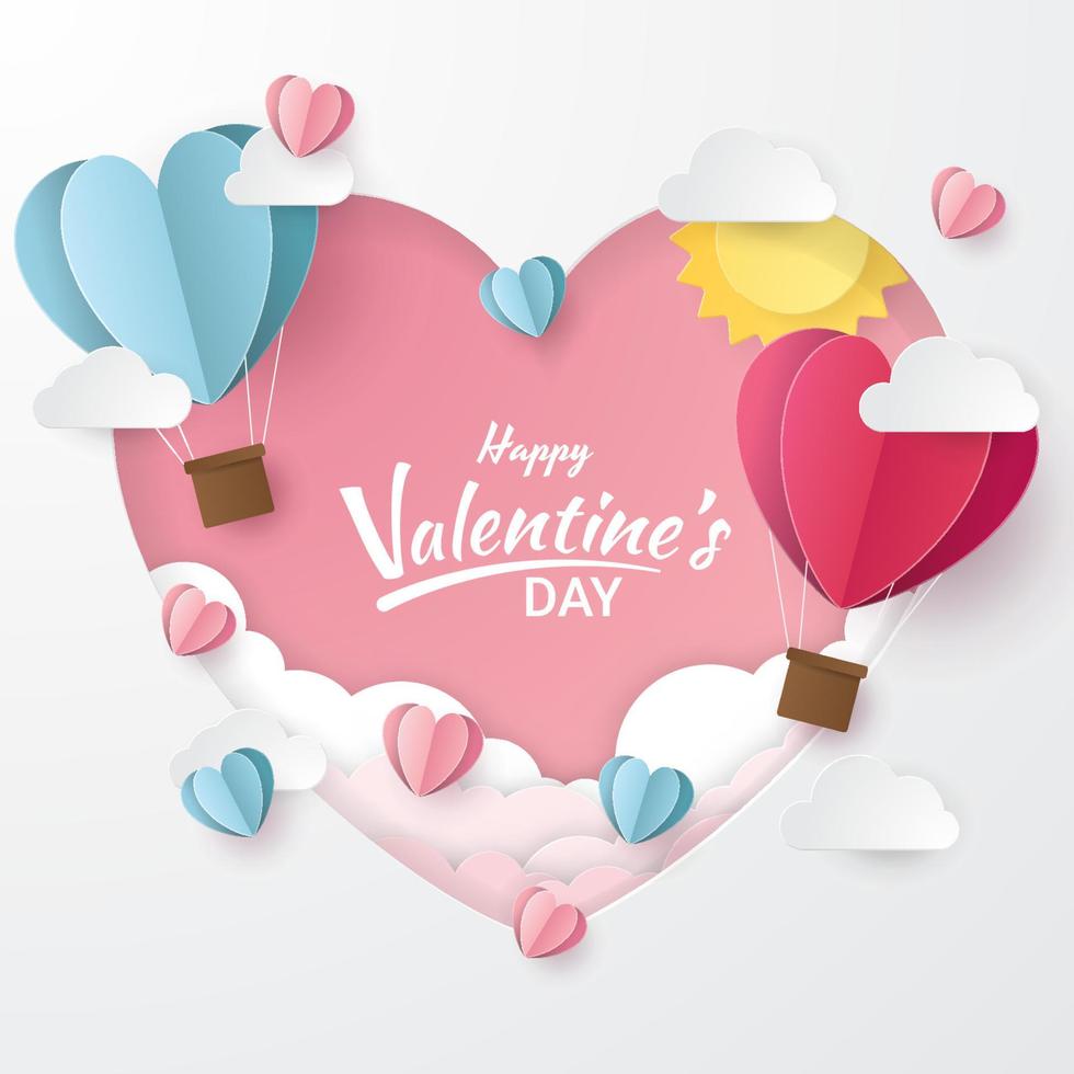 biglietto di auguri di san valentino. stile taglio carta. illustrazione vettoriale