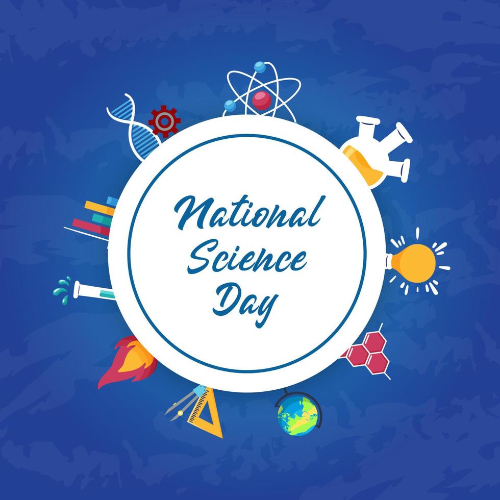 sfondo piatto della giornata nazionale della scienza adatto per, brochure, poster, sfondo e social media. vettore