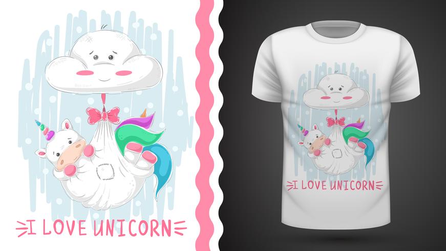 Teddy unicorn sleep - idea per t-shirt stampata. vettore