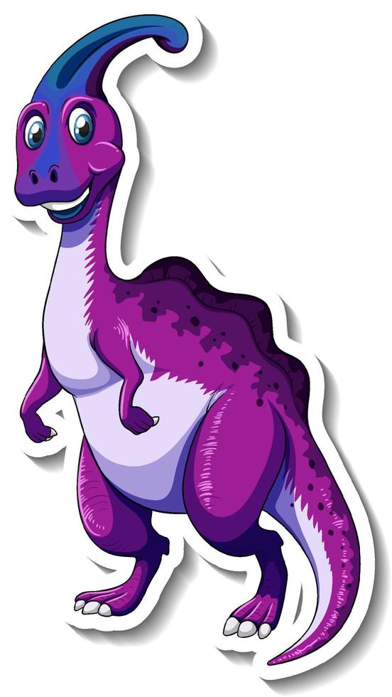 adesivo personaggio dei cartoni animati di dinosauro parasaurolophus vettore