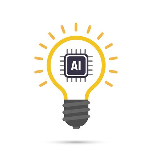 AI Artificiale intelligenza Icona della lampadina di tecnologia vettore