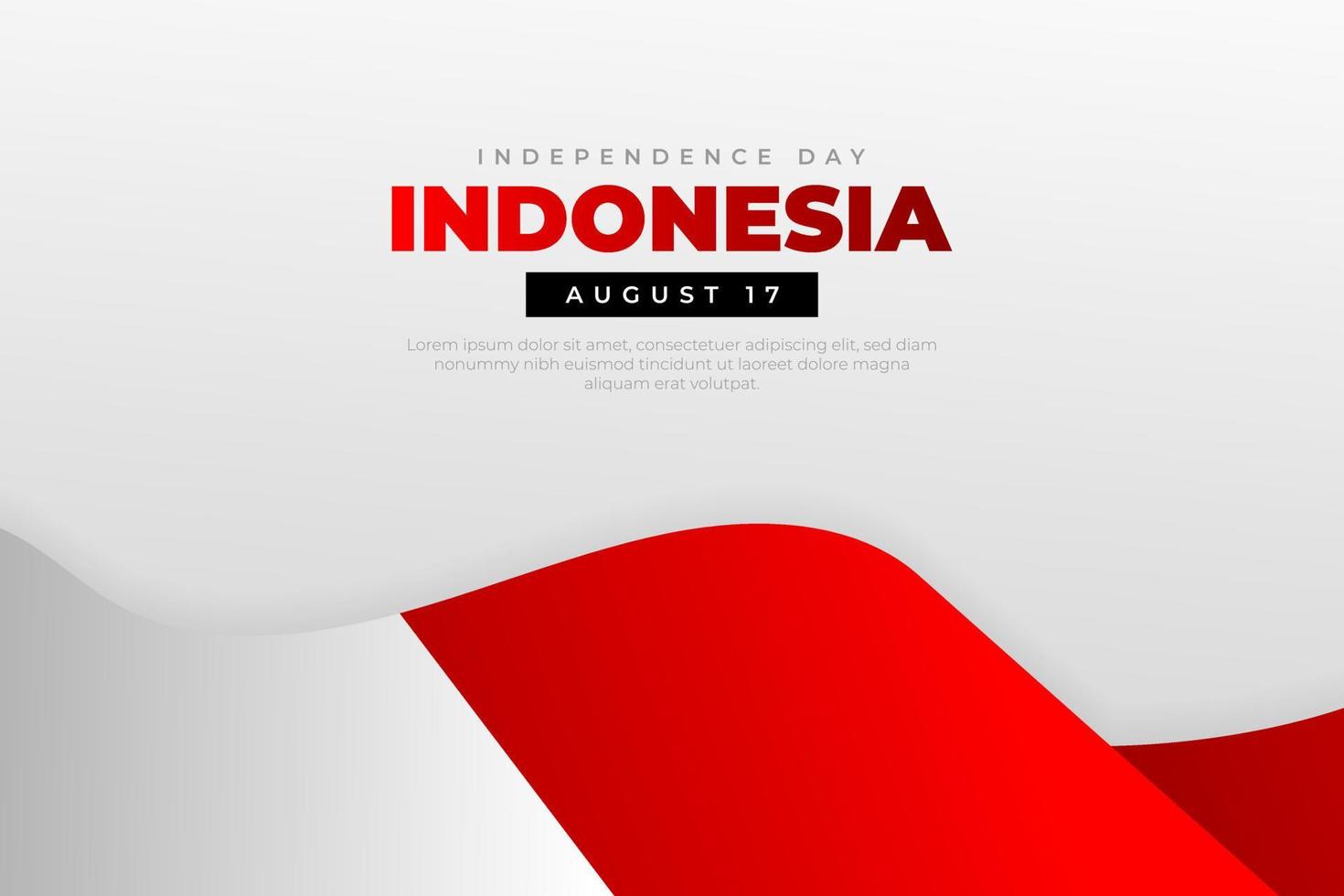 sfondo del giorno dell'indipendenza dell'indonesia. stile piatto del giorno dell'indipendenza dell'indonesia con bandiera indonesiana realistica vettore